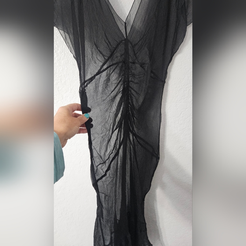Sheer Feminine Fishtail Midi Dress